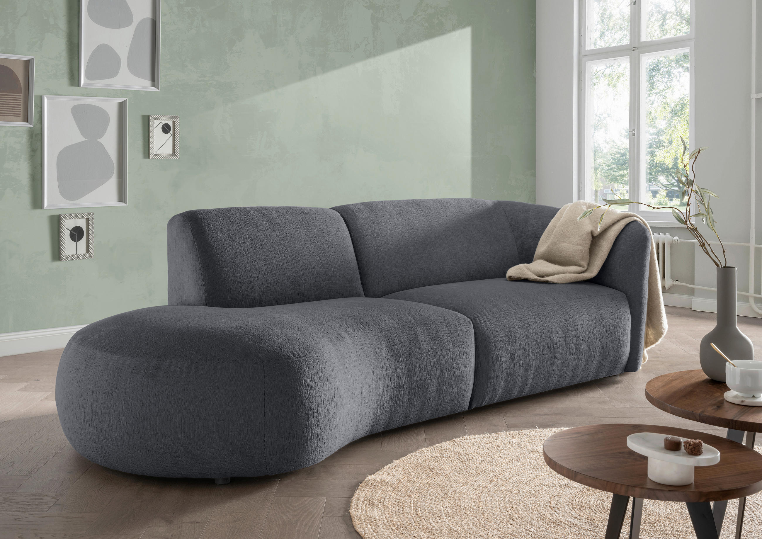 ECKSOFA Jesi Anthrazit Mikrofaser  - Anthrazit/Schwarz, MODERN, Kunststoff/Textil (107/238cm) - Livetastic