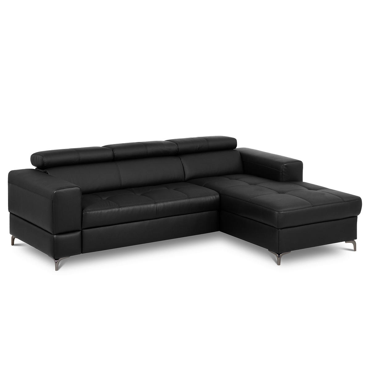 ECKSOFA  in Lederlook Echtleder Schwarz  - Schwarz, Design, Leder/Textil (247/173cm) - Livetastic