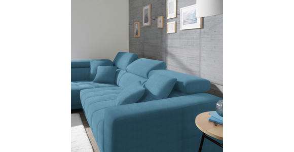 ECKSOFA in Mikrofaser Pastellblau  - Chromfarben/Pastellblau, Design, Textil/Metall (207/301cm) - Xora