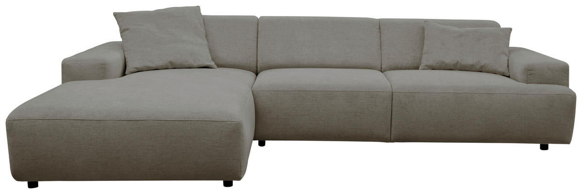 ECKSOFA 184/294 cm  in Flachgewebe Taupe Rücken echt  184/294 cm  - Taupe/Schwarz, KONVENTIONELL, Kunststoff/Textil (184/294cm) - Hom`in