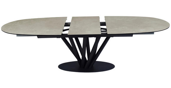 ESSTISCH Schwarz, Taupe oval  ausziehbar  - Taupe/Schwarz, Design, Glas/Keramik (210-260/110/76cm) - Belluti