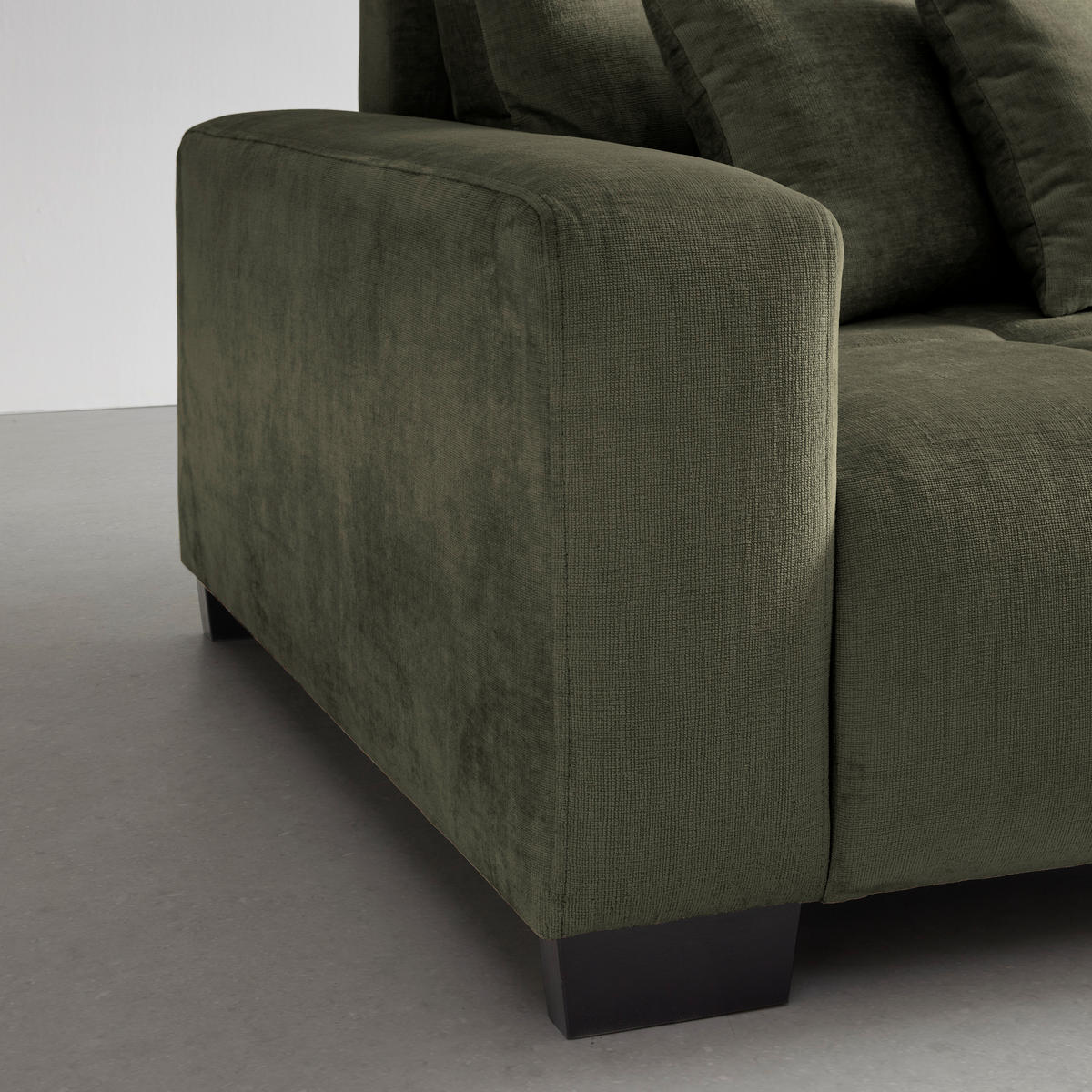 BIG SOFFA i olivgrön  - olivgrön/svart, Modern, trä (246/93/124cm) - MID.YOU