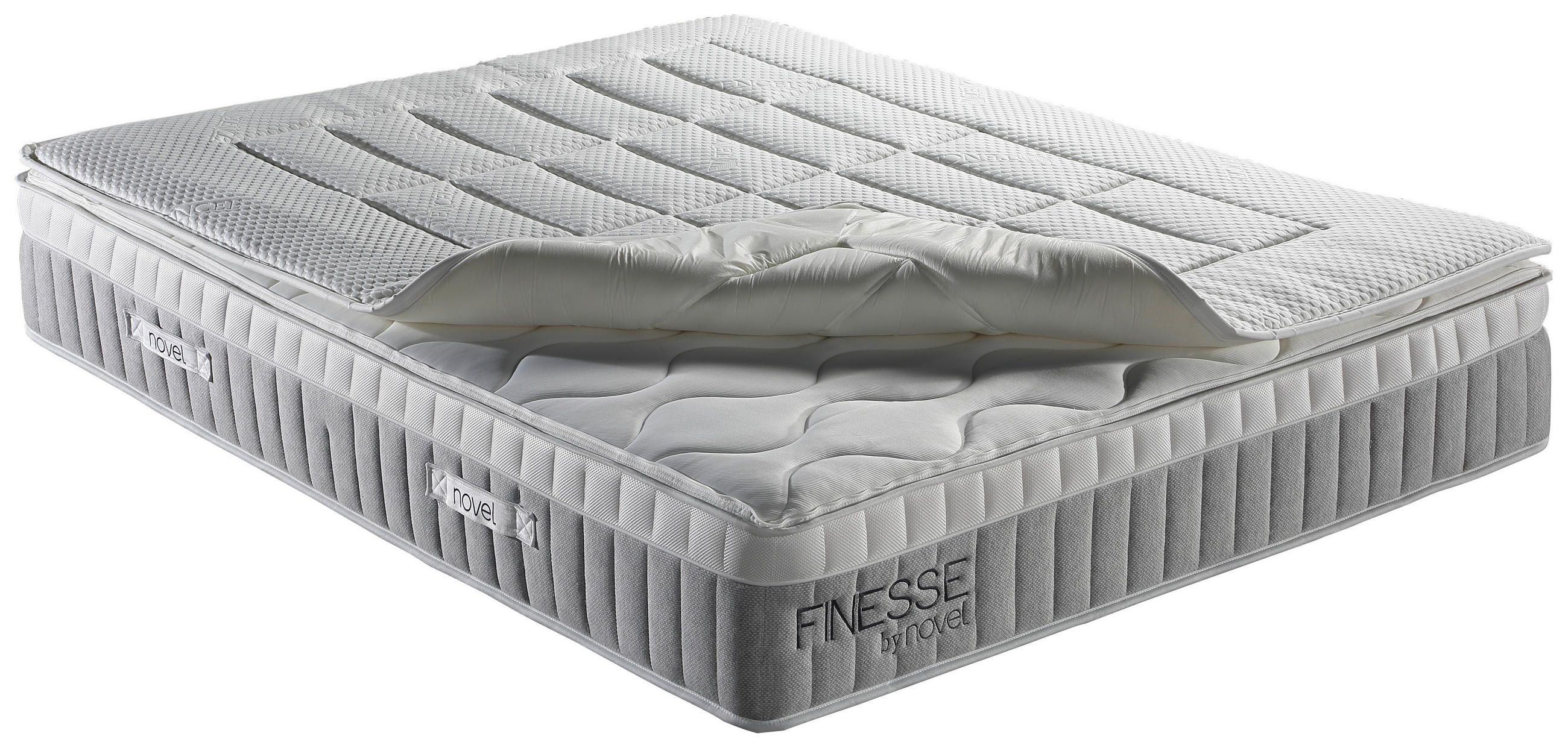 BOXSPRINGMATRATZE 90/200 cm, Höhe ca.: 30 cm,  - Weiß/Grau, Basics, Textil (90/200cm) - Novel