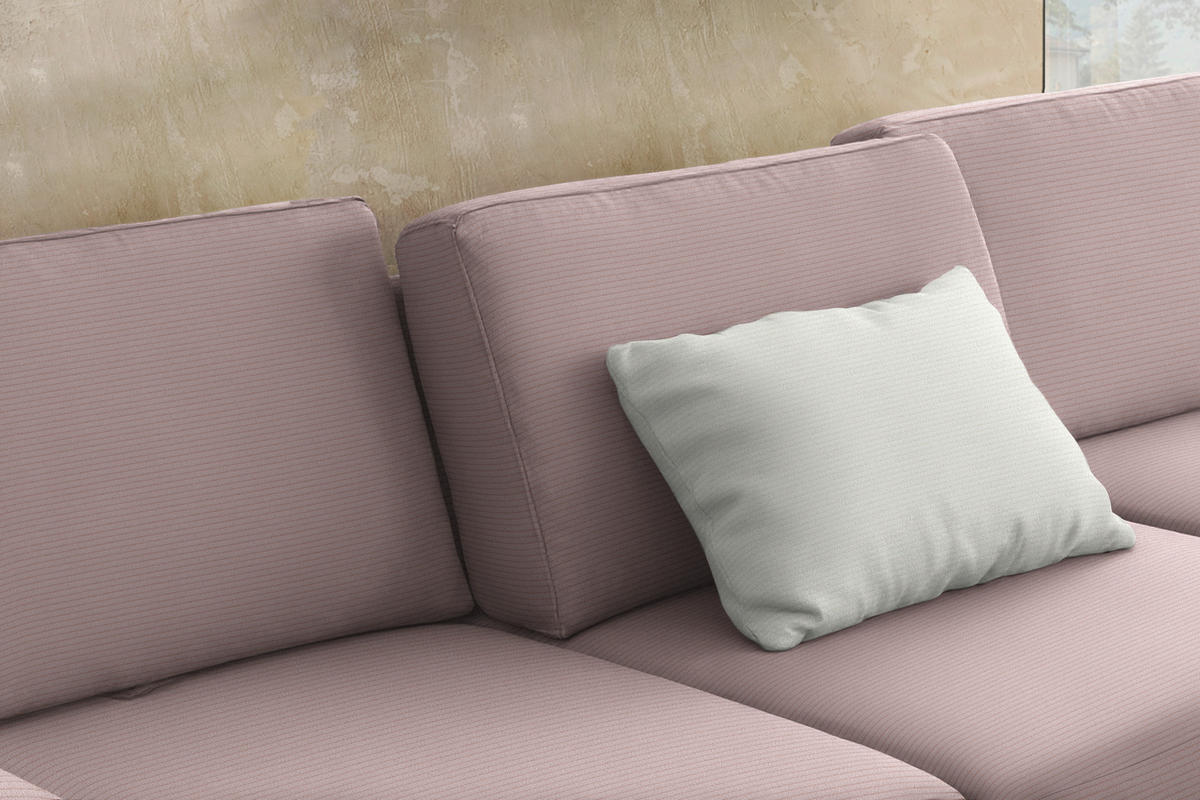 ECKSOFA  in Cord Rosa Rücken echt, Sitztiefenverstellung  298/185 cm  - Schwarz/Rosa, Design, Textil/Metall (298/185cm) - Pure Home Lifestyle