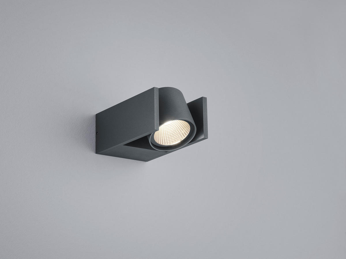 AUSSENWANDLEUCHTE Sila 13/8/18,5 cm  - Graphitfarben, Design, Glas/Metall (13/8/18,5cm) - Helestra