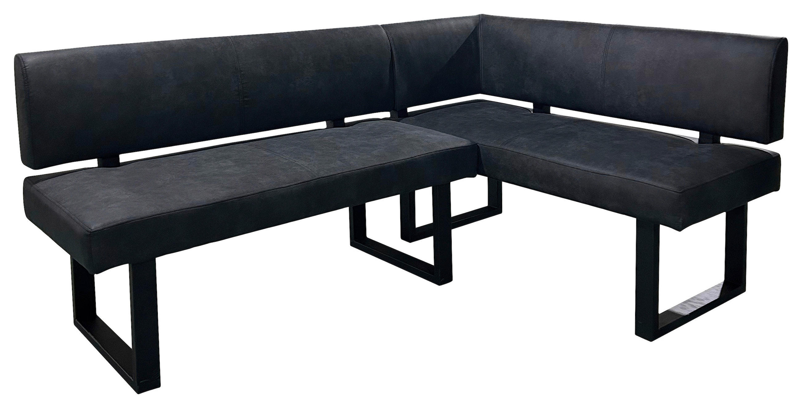 ECKBANK 181,5/125 cm Mikrofaser Anthrazit, Schwarz   - Anthrazit/Schwarz, Design, Textil/Metall (181,5/125cm) - MID.YOU