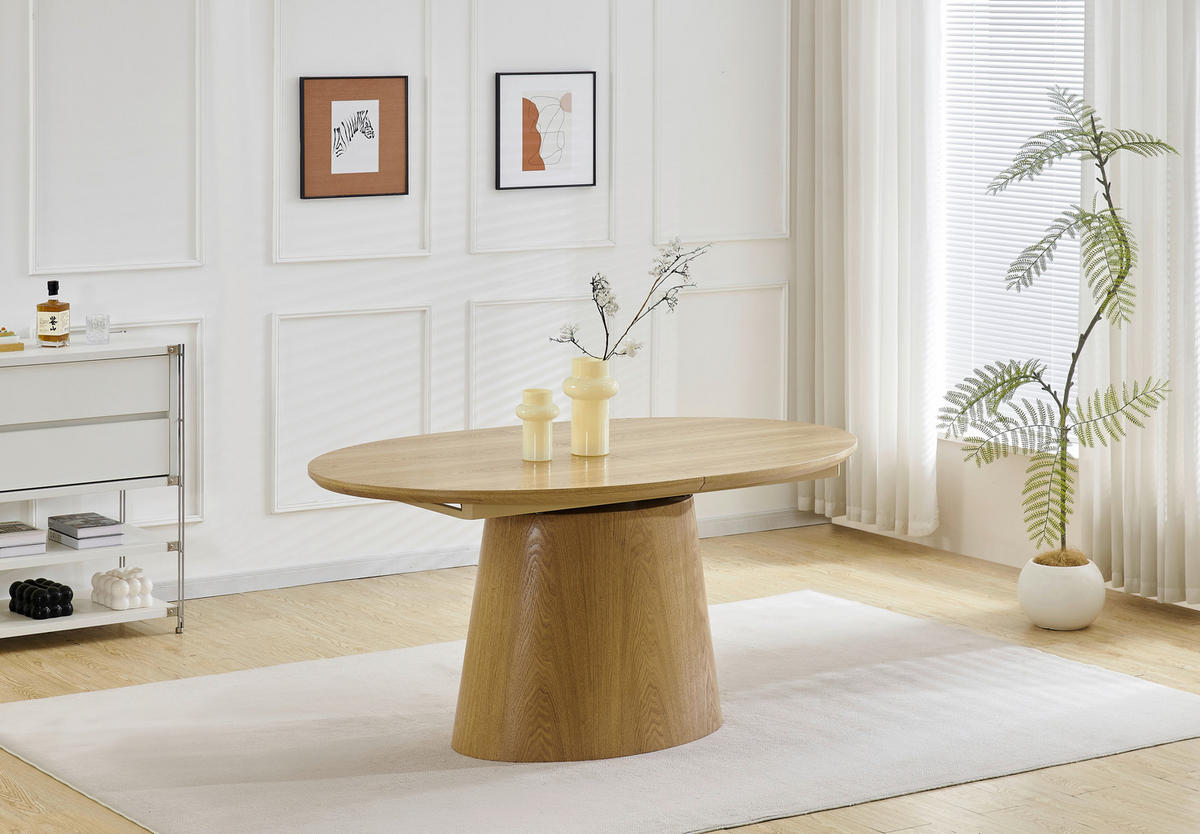ESSTISCH 160/200/100/76 cm Echtholz  Holz, Holzwerkstoff ausziehbar oval Eichefarben  - Eichefarben, MODERN, Holz/Holzwerkstoff (160/200/100/76cm) - Livetastic