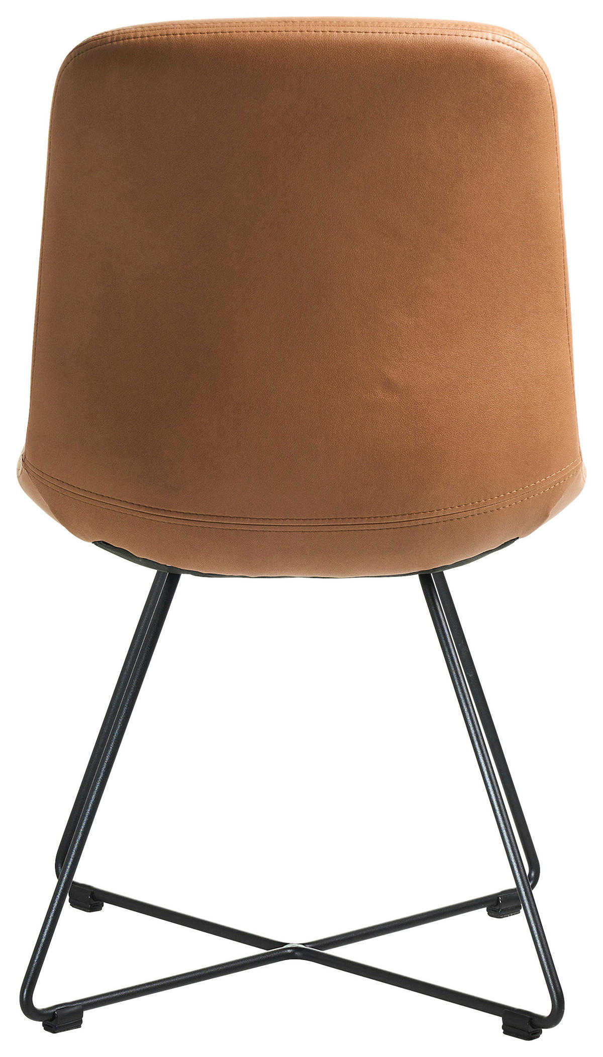 STUHL  in Edelstahl Lederlook (vegan) Metall, Textil  - Cognac/Schwarz, Basics, Textil/Metall (51/89/61cm) - Celina Home
