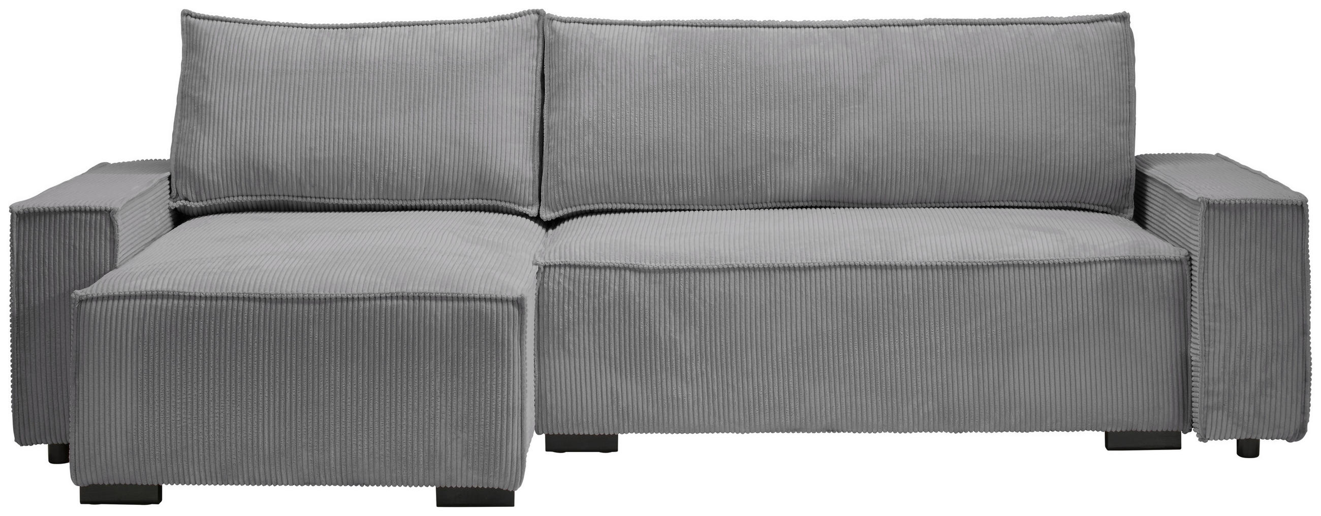 ECKSOFA in Cord, Webstoff Grau  - Schwarz/Grau, Modern, Holz/Textil (157/265cm) - Carryhome