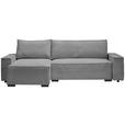 ECKSOFA in Cord, Webstoff Grau  - Schwarz/Grau, MODERN, Holz/Textil (157/265cm) - Carryhome