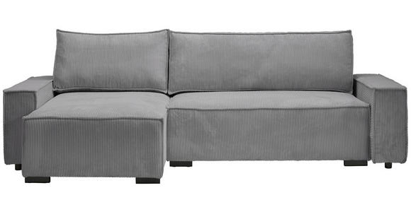 ECKSOFA in Cord, Webstoff Grau  - Schwarz/Grau, MODERN, Holz/Textil (157/265cm) - Carryhome