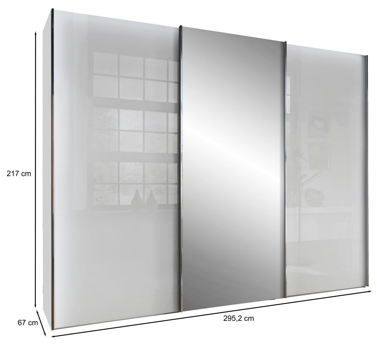 SCHWEBETÜRENSCHRANK in Weiss  - Chromfarben/Weiss, Konventionell, Glas/Holzwerkstoff (300/217/67cm) - Dieter Knoll