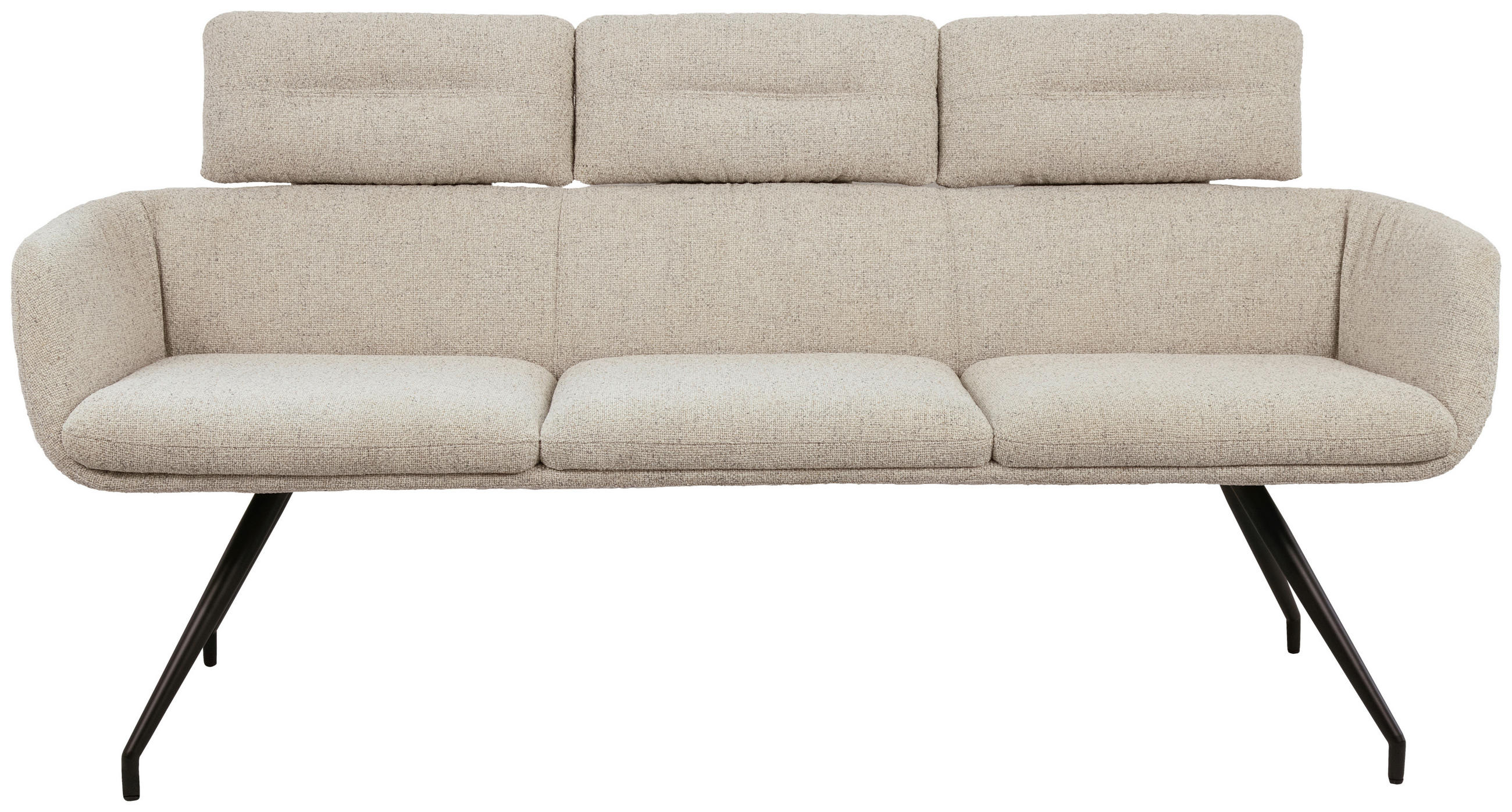 SITZBANK Metall, Textil Schwarz, Beige  - Beige/Schwarz, Design, Textil/Metall (185/91/70cm) - Dieter Knoll