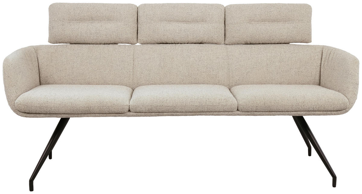 SITZBANK Metall, Textil Schwarz, Beige  - Beige/Schwarz, Design, Textil/Metall (185/91/70cm) - Dieter Knoll