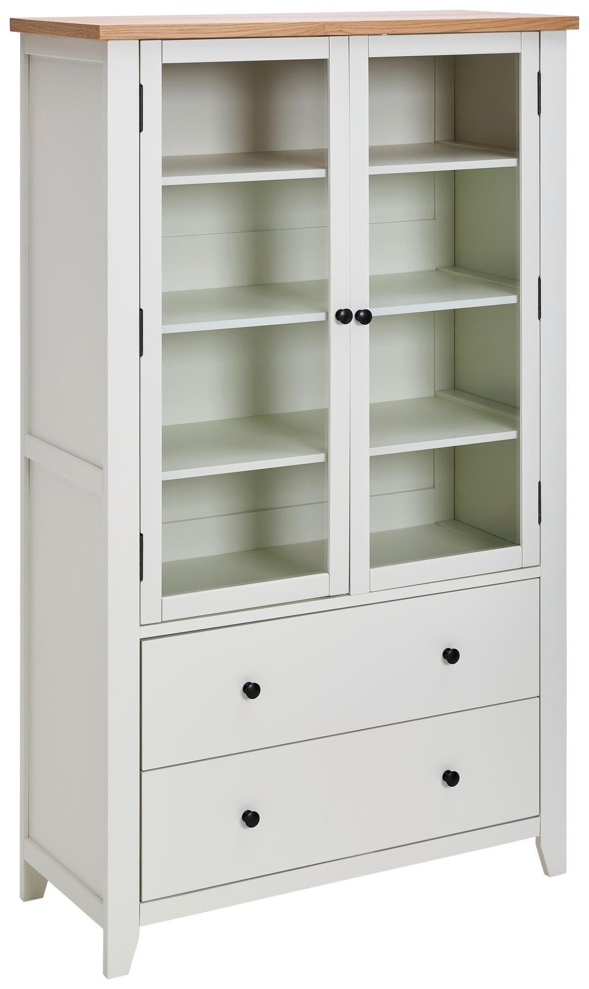 VITRINE  in furniert, massiv Eiche, Kiefer Klar, Naturfarben, Weiß - Klar/Silberfarben, LIFESTYLE, Glas/Holz (100/165/43cm) - MID.YOU