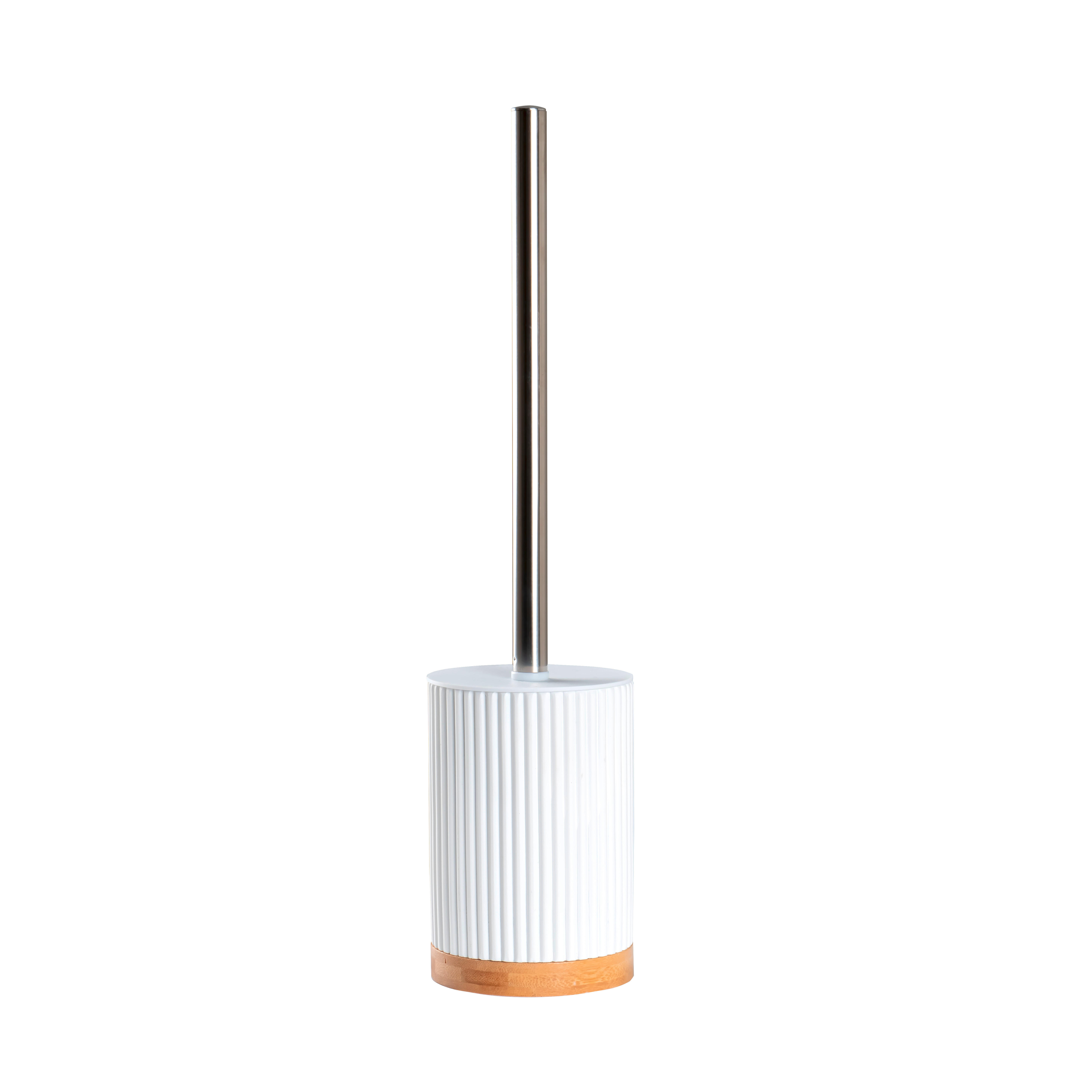 WC-BÜRSTENGARNITUR in Metall  Kunststoff   - Chromfarben/Weiss, Basics, Holz/Kunststoff (9,5/40/9,5cm) - Sadena