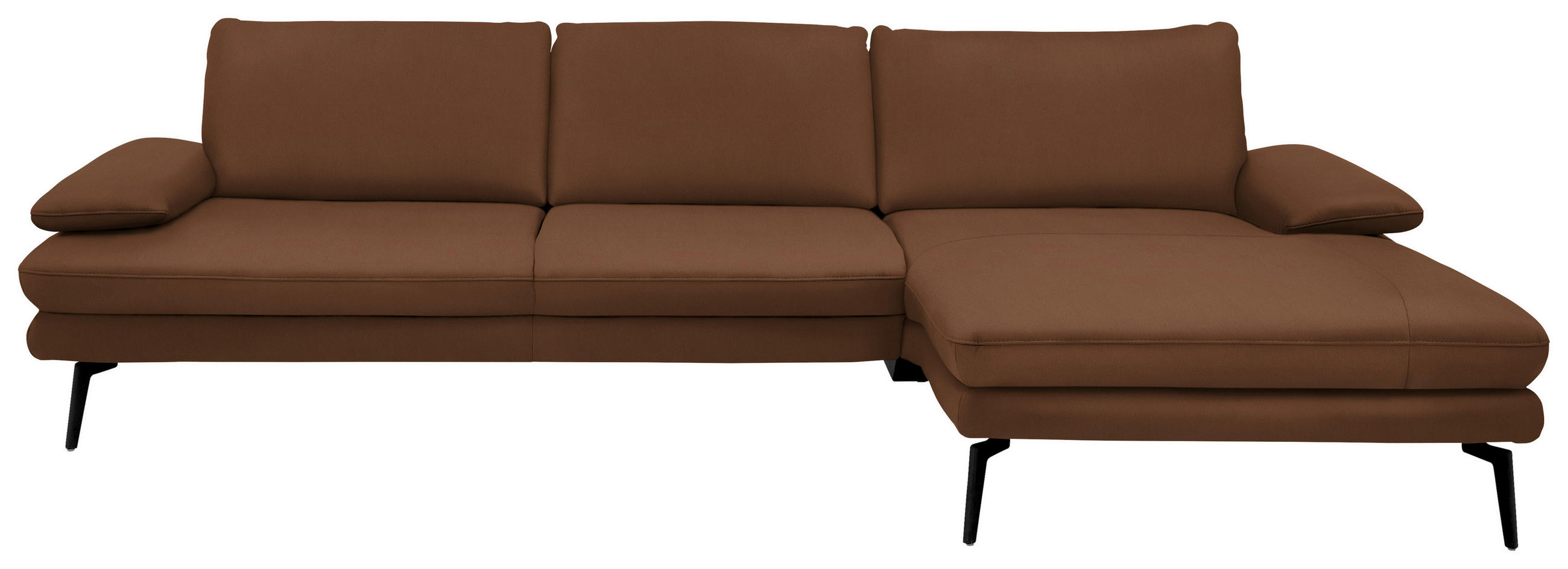 ECKSOFA in Echtleder Hellbraun  - Hellbraun/Schwarz, Design, Leder/Metall (310/180cm) - Dieter Knoll