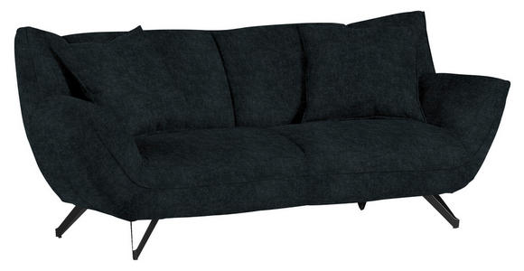 3-SITZER-SOFA in Samt Anthrazit  - Anthrazit/Schwarz, Design, Textil/Metall (203/90/95cm) - Carryhome