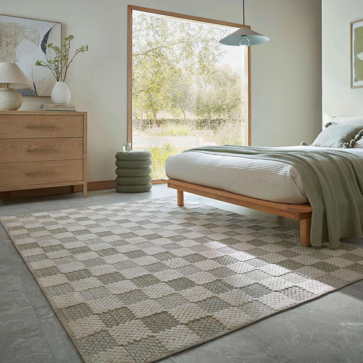FLACHWEBETEPPICH  Wohnzimmer 155/230 cm Muted Checkerboard Pastellgrün rechteckig  - Pastellgrün, Basics, Kunststoff/Textil (155/230cm) - Flair Rugs