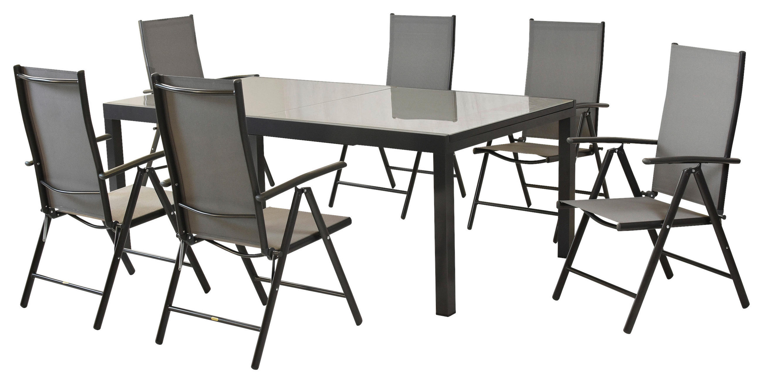 GARTENSET Aluminium - Graphitfarben/Grau, MODERN, Textil/Metall - Gardenson