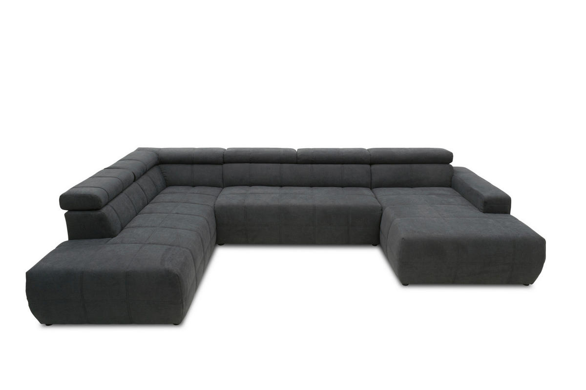 WOHNLANDSCHAFT in Mikrofaser Dunkelgrau  - Dunkelgrau/Schwarz, Design, Kunststoff/Textil (228/359/175cm) - MID.YOU