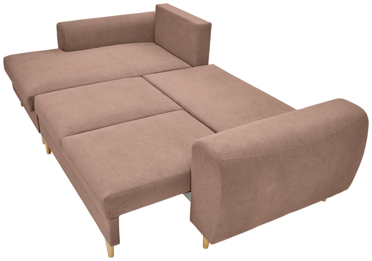 ECKSOFA in Webstoff Altrosa  - Altrosa/Naturfarben, Konventionell, Holz/Textil (145/250cm) - MID.YOU