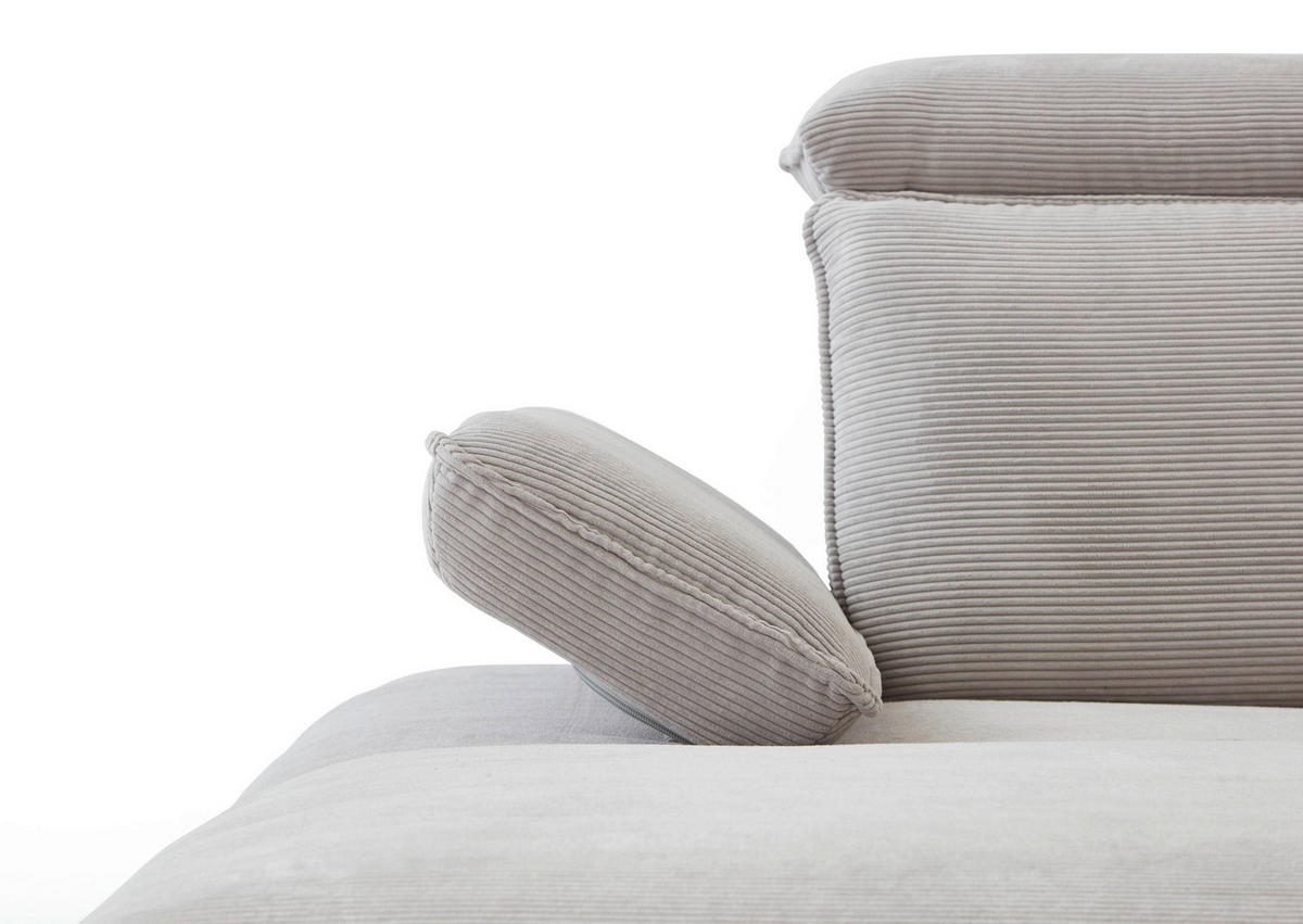 ECKSOFA Hellgrau Cord  - Hellgrau/Schwarz, Design, Textil/Metall (196/301cm) - Moderano