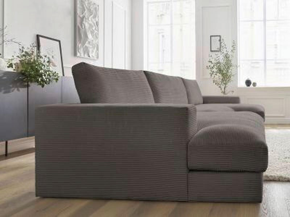 WOHNLANDSCHAFT LEONARD Taupe Cord  - Taupe/Schwarz, MODERN, Kunststoff/Textil (159/404/159cm)