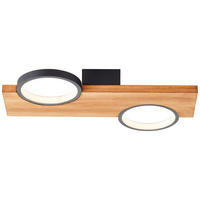 LED-DECKENLEUCHTE     - Hellbraun/Schwarz, Natur, Holz/Metall (5,2/40/25cm) - Brilliant