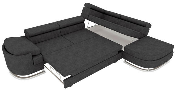 ECKSOFA in Lederlook Schwarz  - Chromfarben/Schwarz, KONVENTIONELL, Textil/Metall (278/224cm) - Carryhome