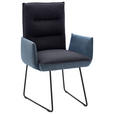 ARMLEHNSTUHL  Beinauswahl, Lederauswahl, Stoffauswahl, Typenauswahl Flachgewebe  - Blau/Schwarz, Design, Textil/Metall (59/93/59cm) - Dieter Knoll