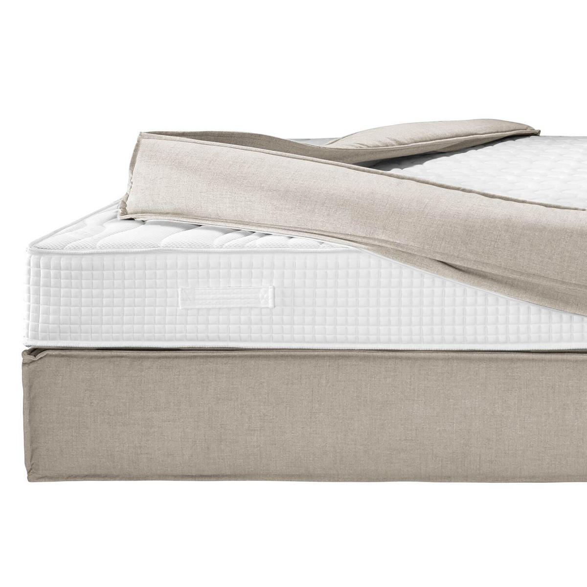 BOXSPRINGBETT 140/220 cm  in Beige  - Beige/Schwarz, Design, Kunststoff/Textil (140/220cm) - home24