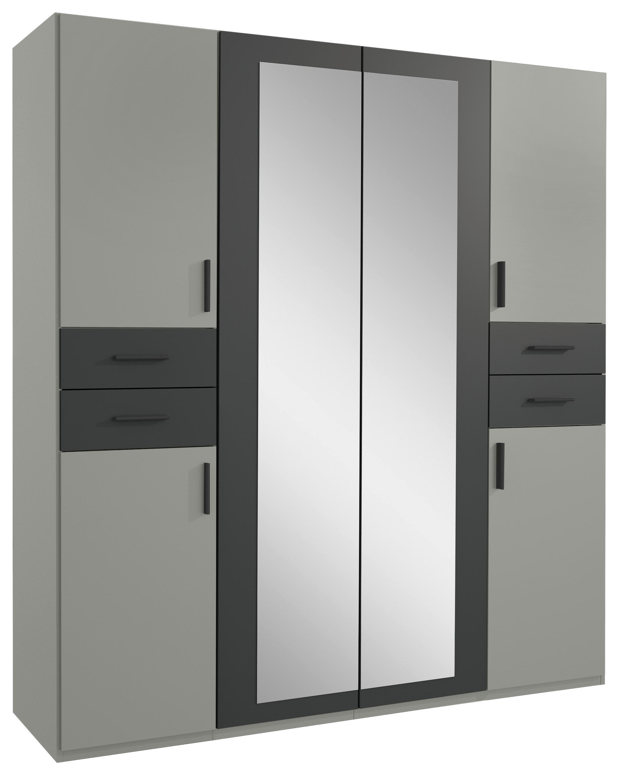 DREHTÜRENSCHRANK 180/208/58 cm 6-türig Graphitfarben, Grau, Sahara  - Schwarz/Graphitfarben, Basics, Glas/Holzwerkstoff (180/208/58cm) - MID.YOU