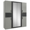 DREHTÜRENSCHRANK 180/208/58 cm 6-türig Graphitfarben, Grau, Sahara  - Schwarz/Graphitfarben, Basics, Glas/Holzwerkstoff (180/208/58cm) - MID.YOU