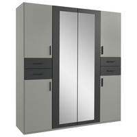 DREHTÜRENSCHRANK 180/208/58 cm 6-türig Graphitfarben, Grau, Sahara  - Schwarz/Graphitfarben, Basics, Glas/Holzwerkstoff (180/208/58cm) - MID.YOU
