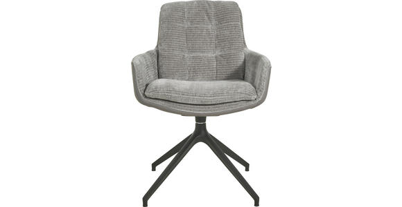 ARMLEHNSTUHL in Chenille, Mikrofaser - Schwarz/Grau, Design, Textil/Metall (63/90/69cm) - Johann Jakob