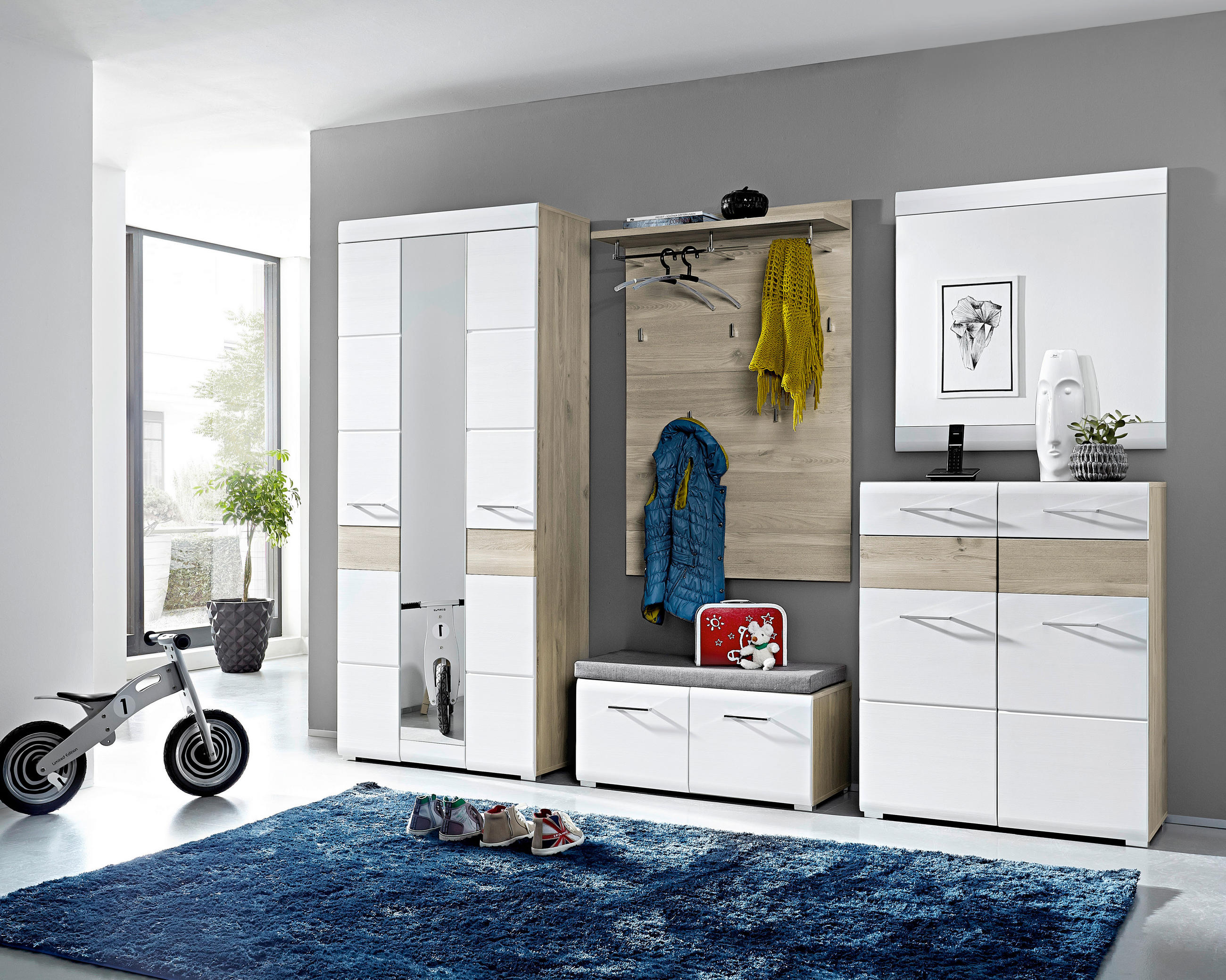 GARDEROBNI PANEL - barve srebrnega hrasta, Design, leseni material (85/128/30cm) - Voleo