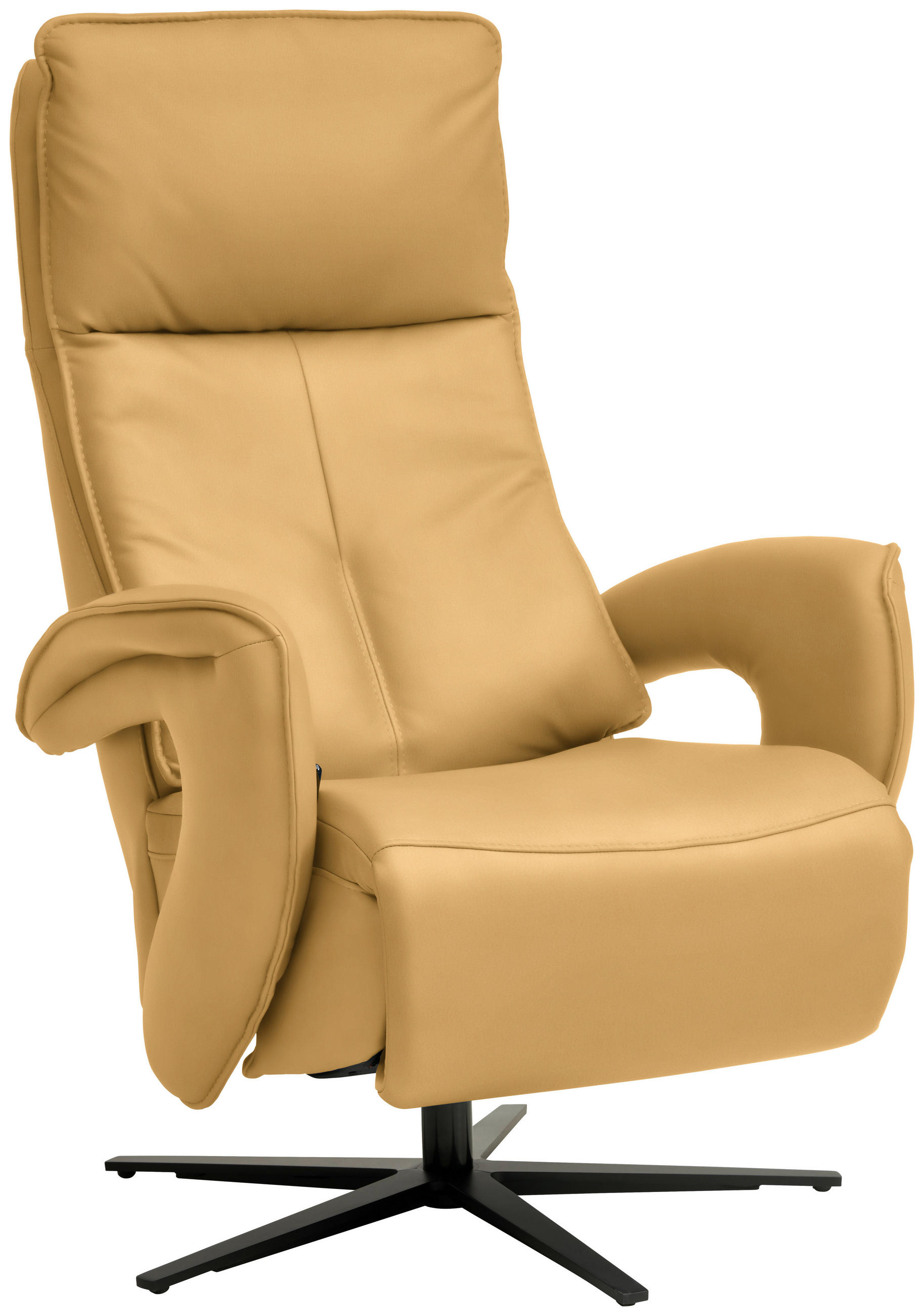RELAXSESSEL in Leder Gelb  - Gelb/Schwarz, Design, Leder/Metall (77/119/87cm) - Valdera