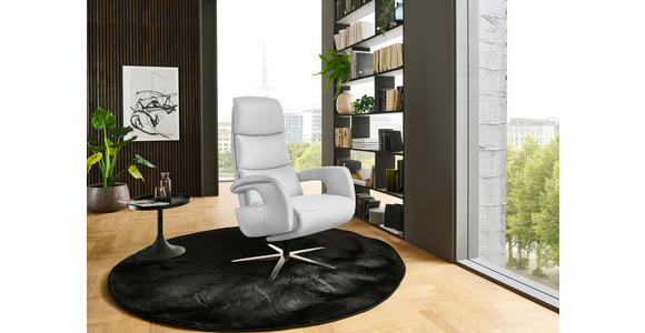 RELAXSESSEL in Leder Weiß  - Edelstahlfarben/Weiß, Design, Leder/Metall (76/119/86cm) - Dieter Knoll