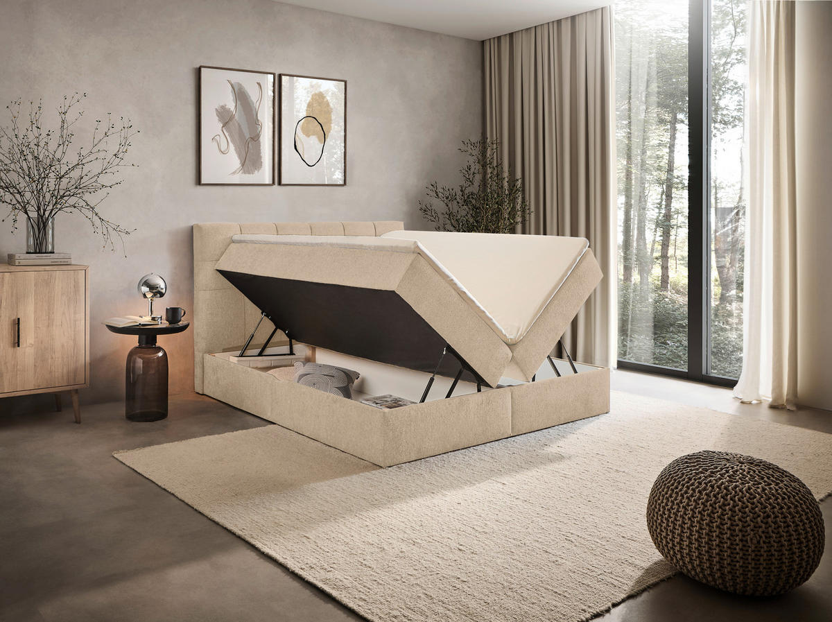 BOXBETT 140/200 cm  in Creme  - Creme/Schwarz, KONVENTIONELL, Kunststoff/Textil (140/200cm) - Boxxx