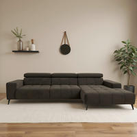 ECKSOFA TRENTO Mikrofaser  - Dunkelgrau/Schwarz, MODERN, Textil/Metall (287/175cm) - MID.YOU