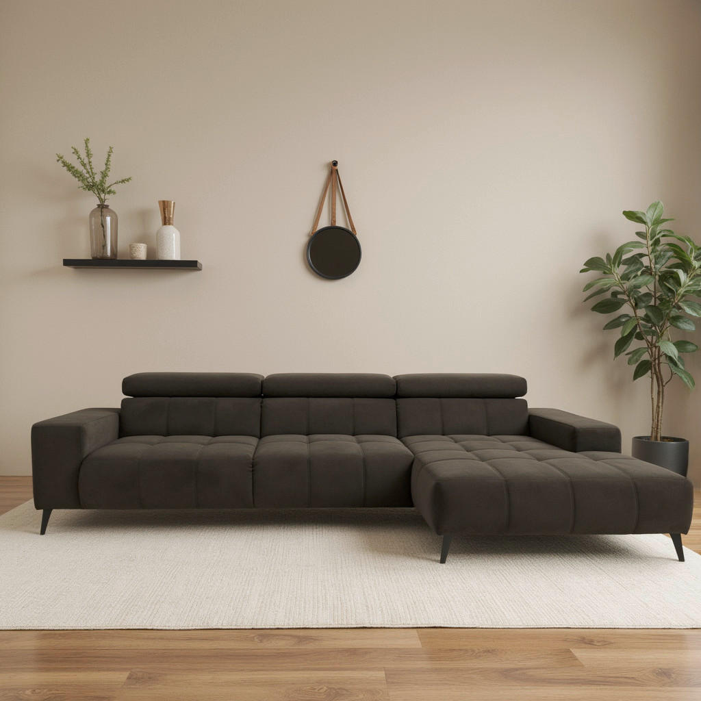 Mid.you Ecksofa Trento Dunkelbraun 287x175 cm