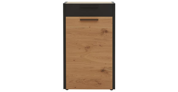SCHUHSCHRANK 61/103/37 cm - Eichefarben/Schwarz, Design, Holz/Metall (61/103/37cm) - Dieter Knoll