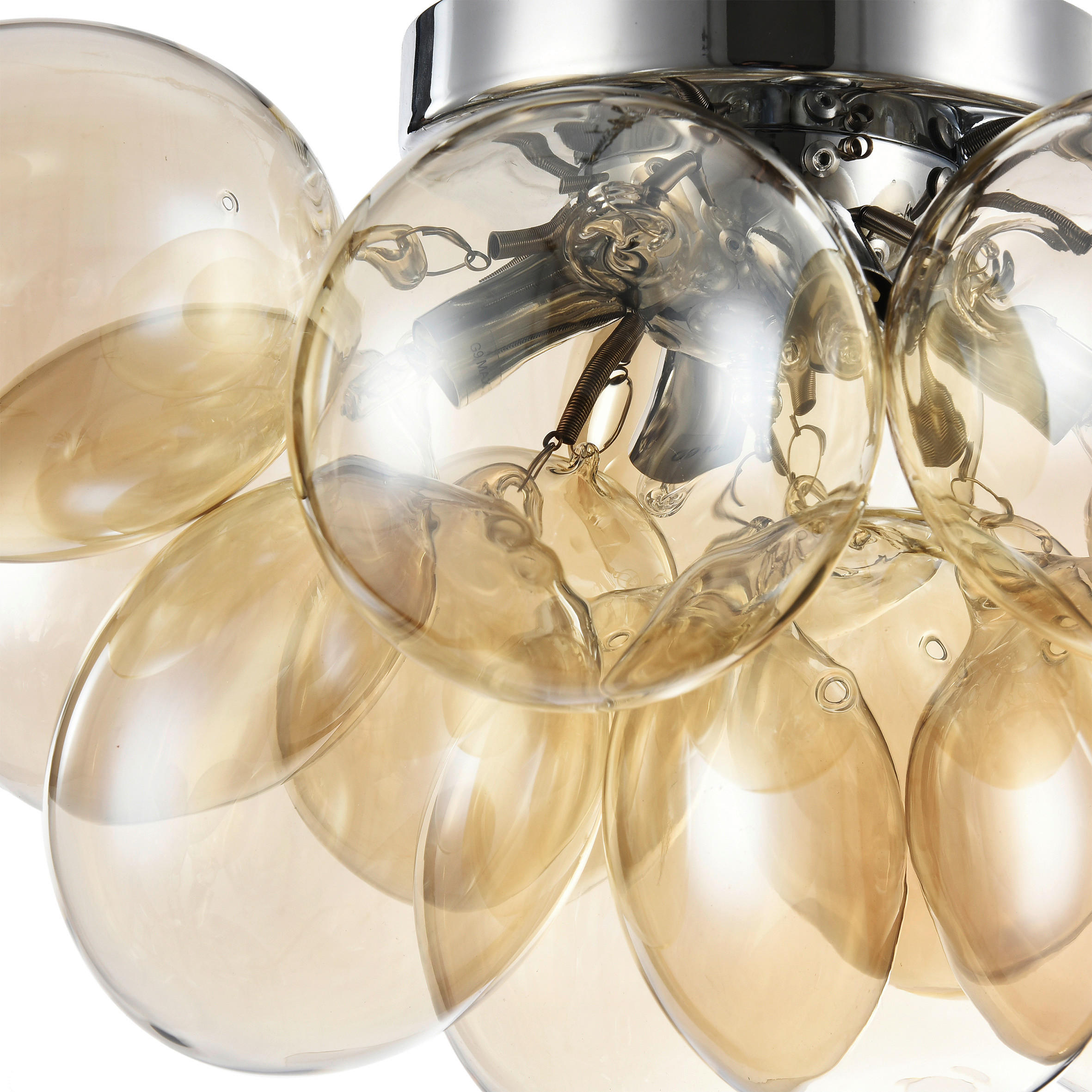 TAKLAMPA 28 W  - bärnstensfärgad/nickelfärgad, Trend, metall/glas (38/22,5/38cm) - MAYTONI