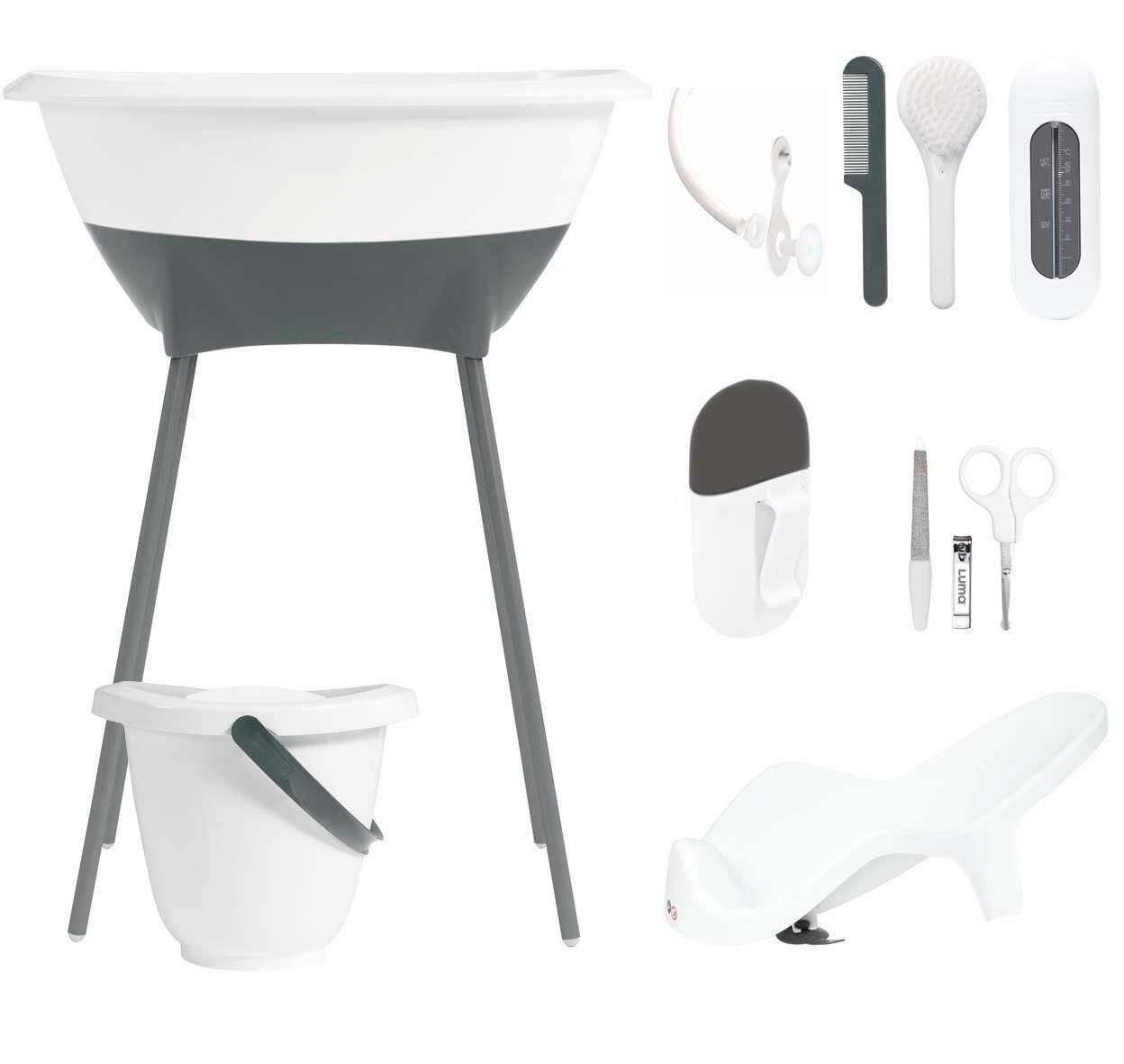 Luma Badewanne und Pflegeset LUMA Snow White  - Anthrazit/Weiß, Basics, Kunststoff/Metall (79,5/40/46cm) - Luma