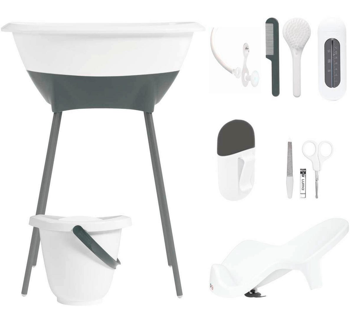 Luma Badewanne und Pflegeset LUMA Snow White  - Anthrazit/Weiß, Basics, Kunststoff/Metall (79,5/40/46cm) - Luma