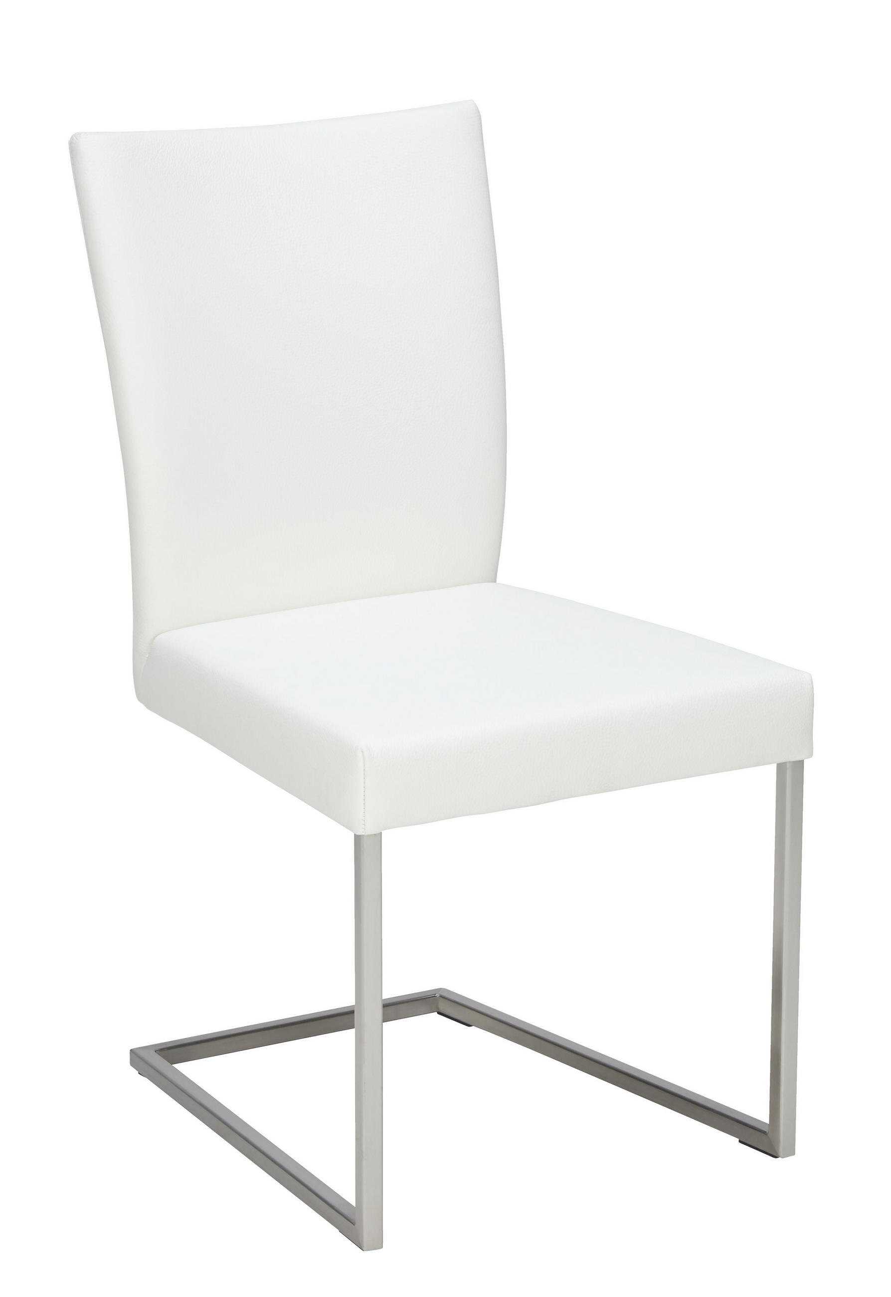 Schwingstuhl in Metall, Leder Weiß, Edelstahlfarben