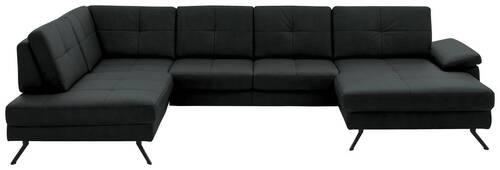 SOFFA i läderimitation, mikrofiber antracit  - svart/antracit, Design, metall/textil (220/345cm) - Beldomo System