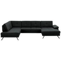 SOFFA i läderimitation, mikrofiber antracit  - svart/antracit, Design, metall/textil (220/345cm) - Beldomo System