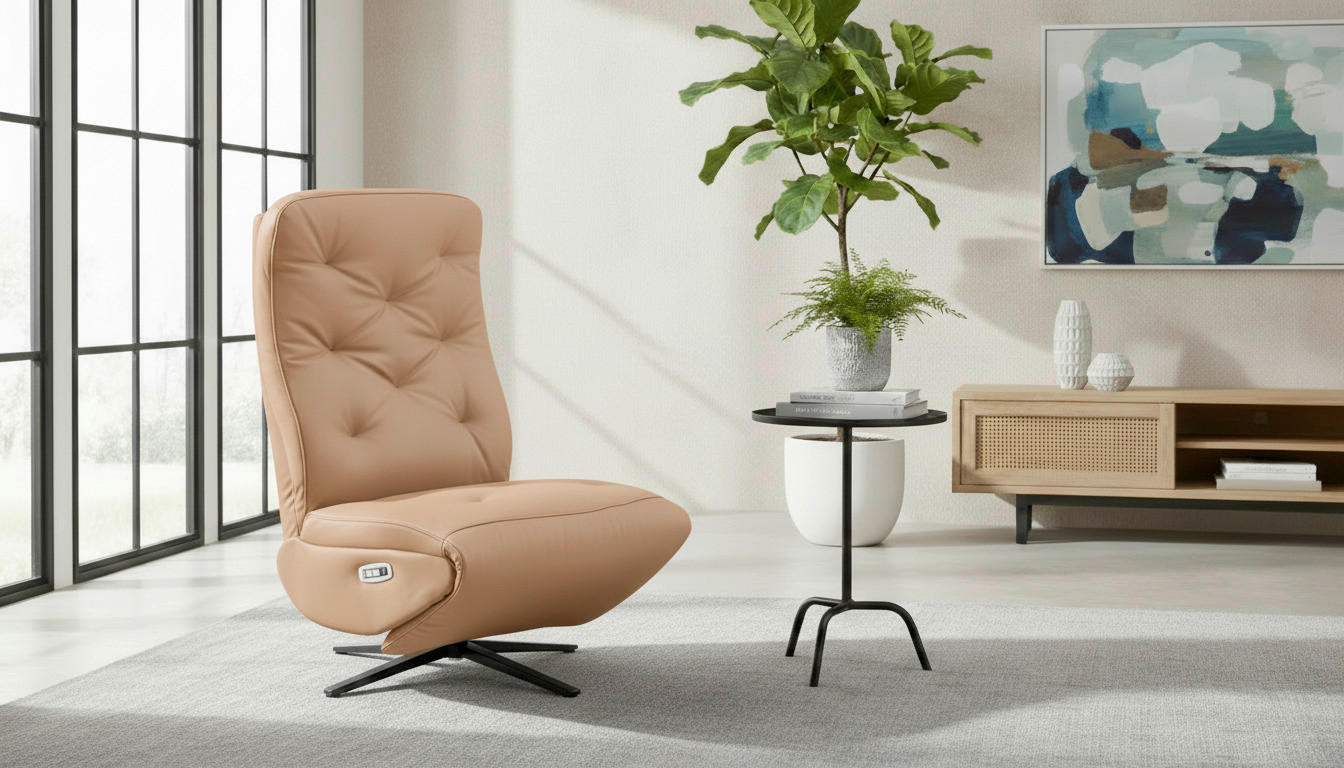 RELAXSESSEL NORA Lederlook, Mikrofaser    - Schwarz/Braun, Design, Textil/Metall (68/113/84cm) - Livetastic